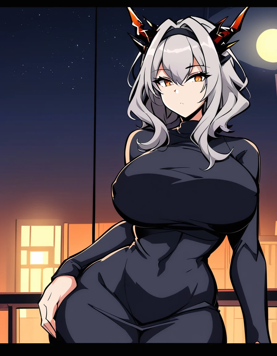 Talulah(Arknights),grey hair,dragon horn,curvy body,fit figure,wearing clothes(Muslim attire),bedroom, night setting, blackout hour,close view,very nsfw, uncensored,((hentai art style)),