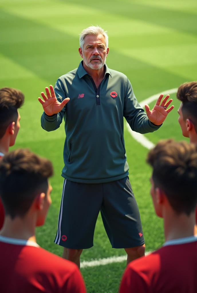 A man Explaining Soccer tatics to his players 