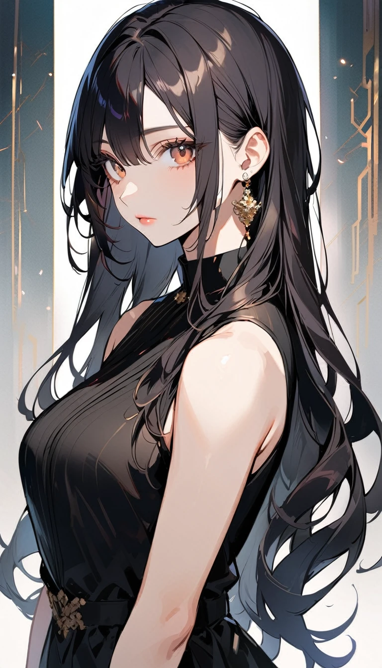 Anime girl wearing black dress in water, Guweiz in Pixiv ArtStation, Guviz, Guviz-style artwork, Guweiz on ArtStation Pixiv, sakura petals around her, Beautiful anime girl, Detailed digital anime art, a beautiful anime portrait, 4K anime wallpaper, seductive anime girls