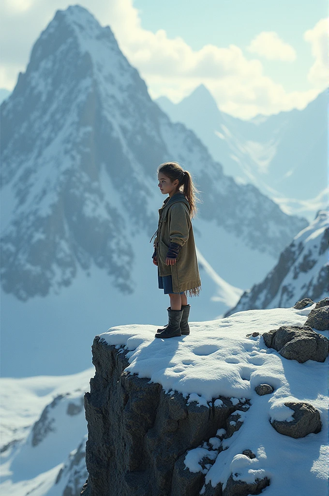 Girl on mountain without money 