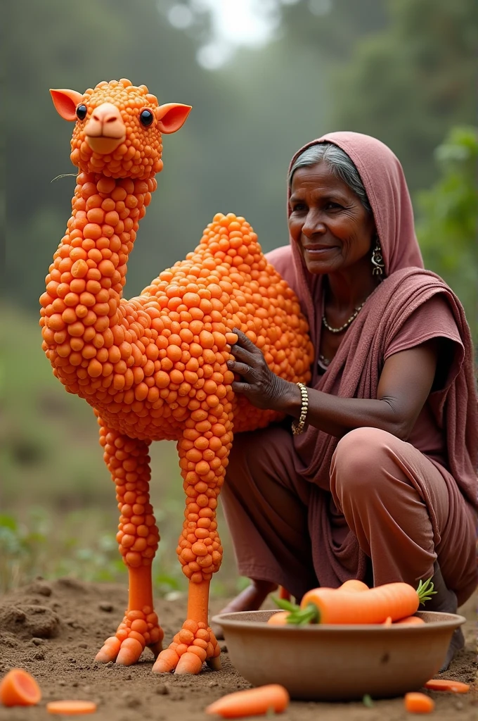 A poor Indian woman made a camel from carrots