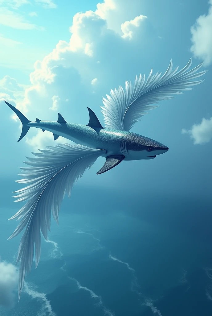 Create an image of a shark with wings