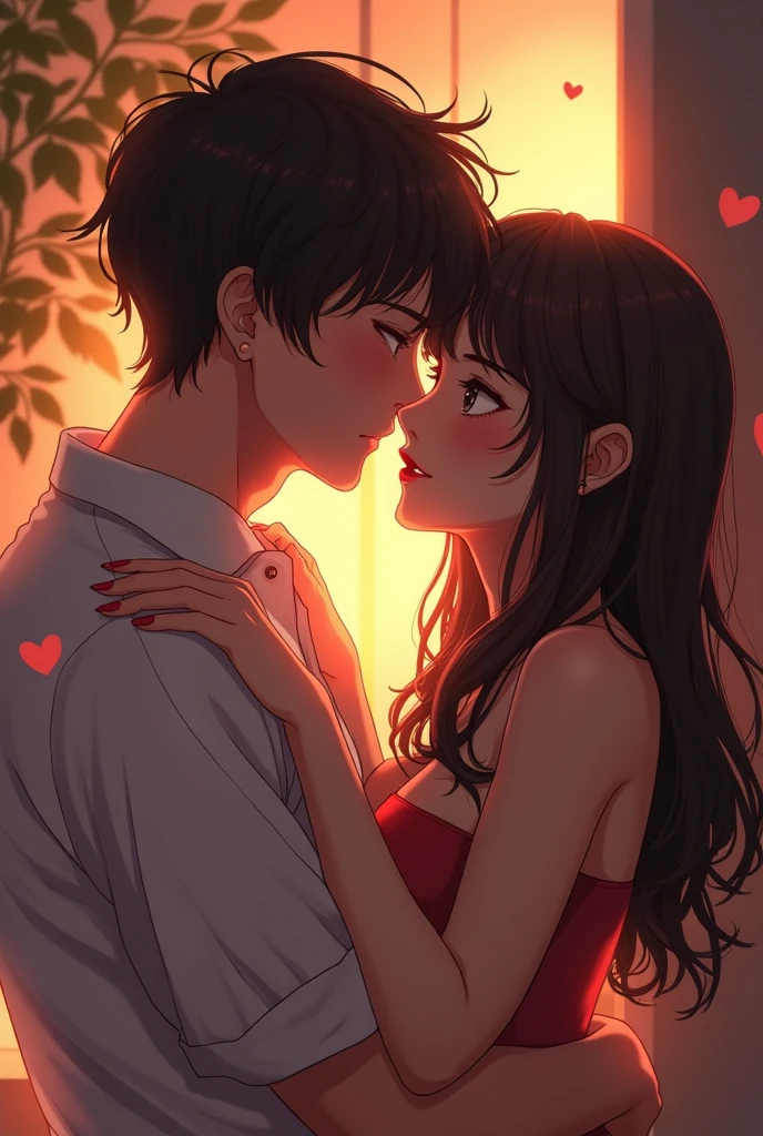Anime couple making out hotly