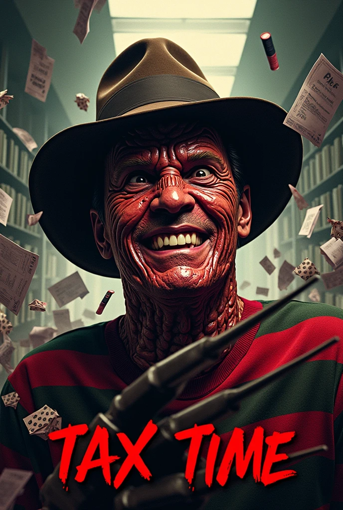 movie poster "tax time" with Freddy Krueger with Fernando Haddad&#39;s face