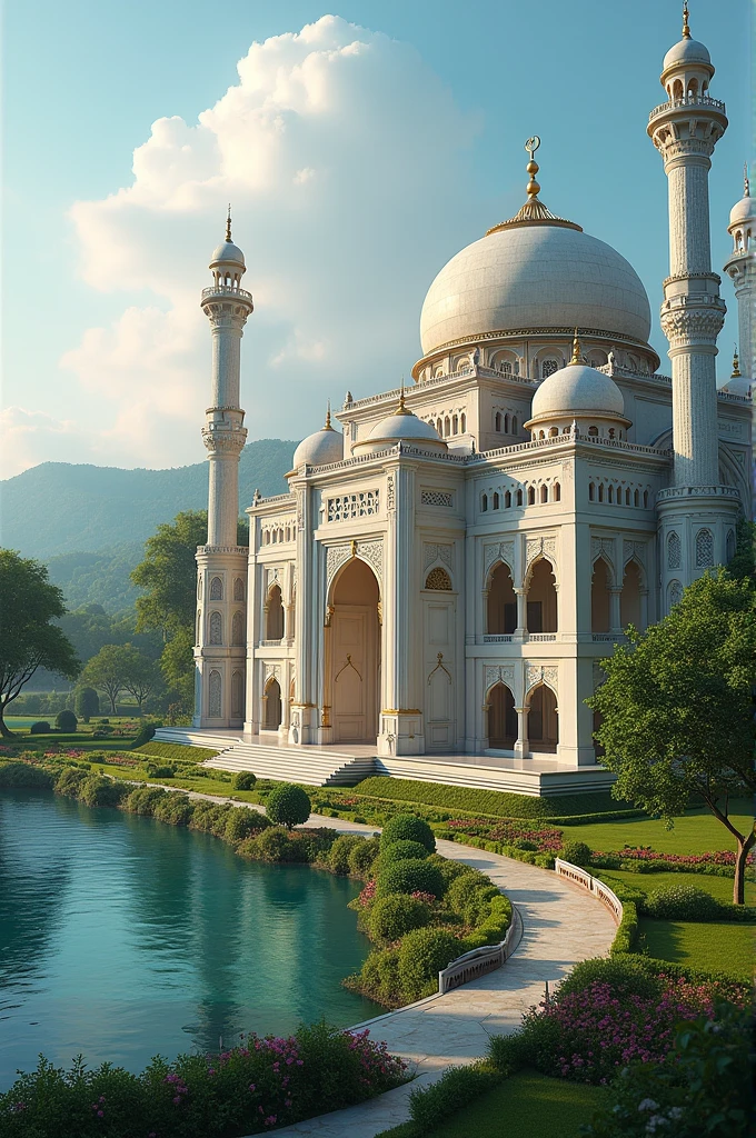 Photo of Bangladesh at islamic regime. With a river and palace,Garden, Mosque.