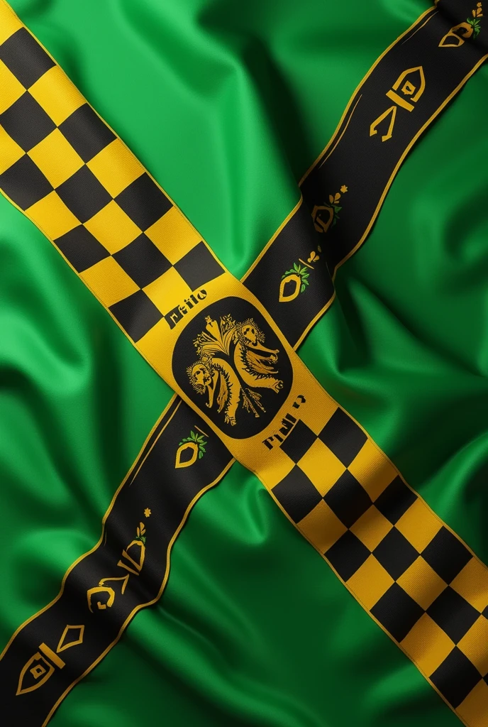 Create a flag of a green monarchist party, yellow and black