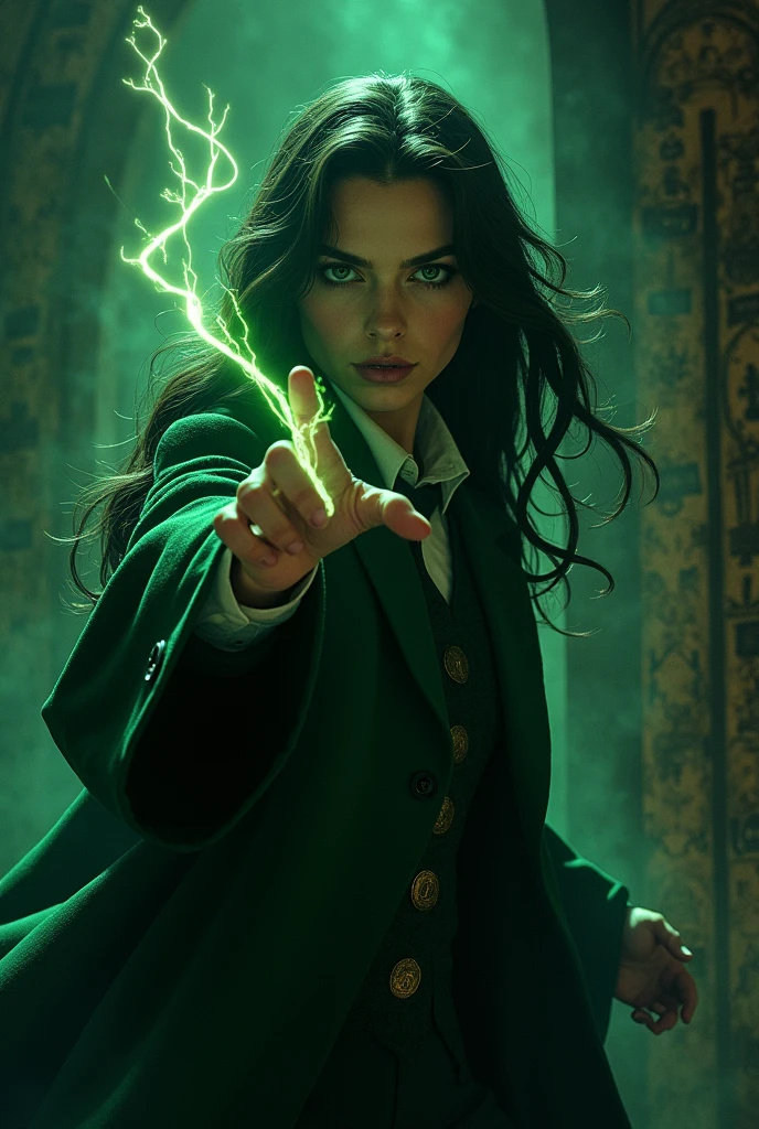 Make a Slyderin student, who shows his dark power.