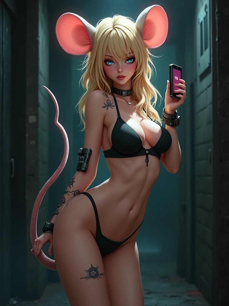 Gadget,girl blonde , perverted, blue eyes , orejas y cola de raton,  nsfw imagen 1.2 high resolution