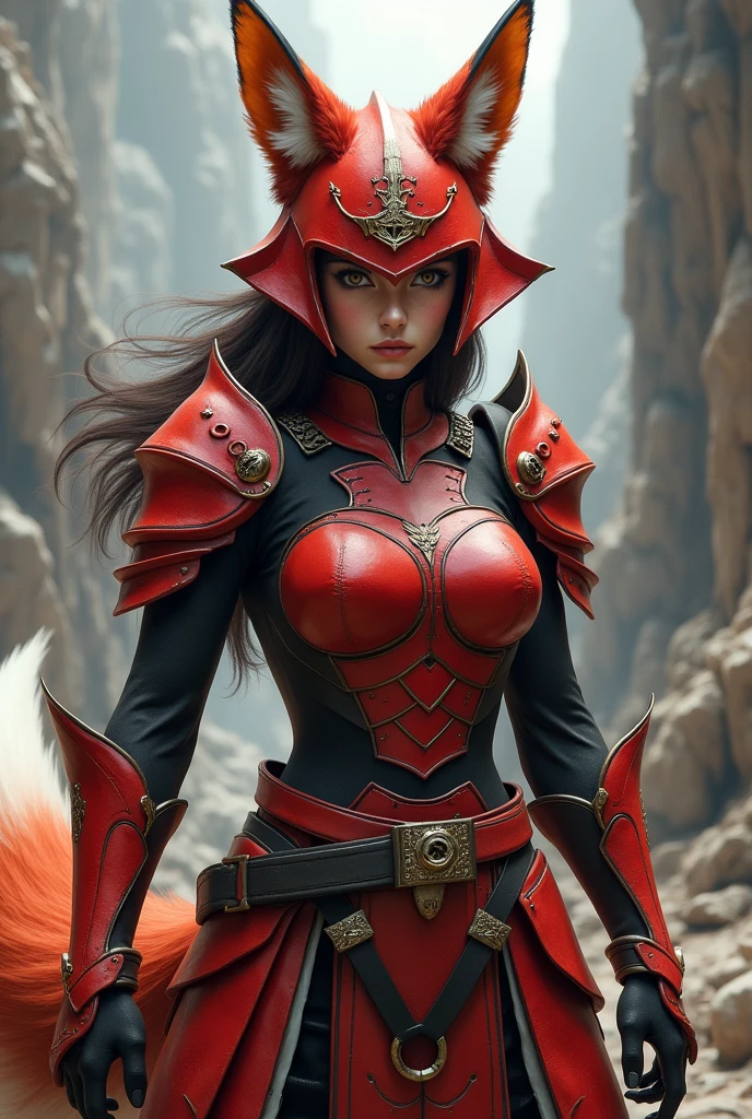 Fox girl warrior helmet red