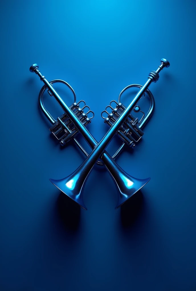 I would like a picture with two crossed trumpets with a blue logo