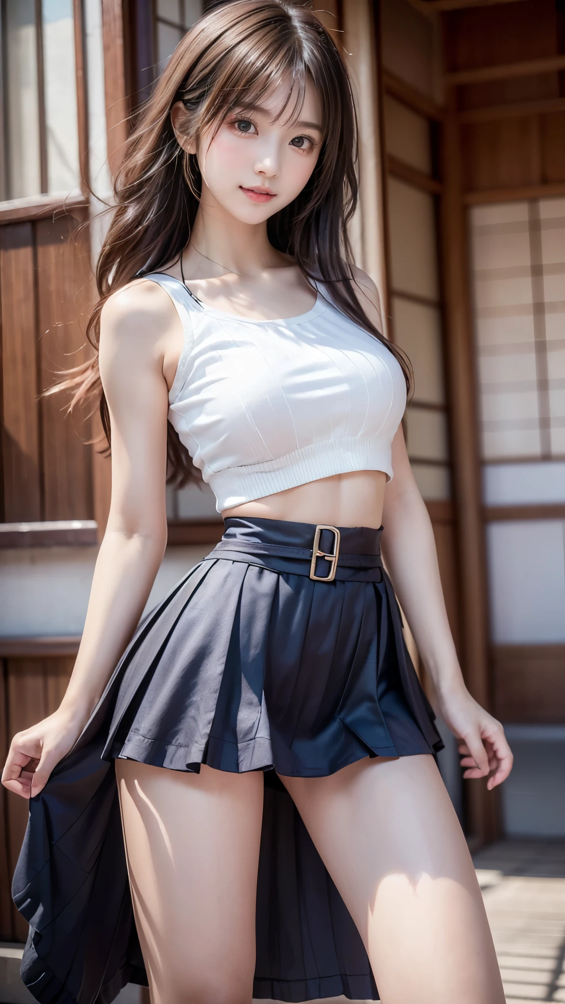 (((未来都市に純粋でかわいいbeautiful girlが立っている:1.2))), (Strong winds cause the skirt to roll up:1.4), (((Cute underwear is visible:1.2))), Beautiful straight hair, (Short brown hair:1.2), Immersion, (Beautiful symmetrical eyes), (Thin thighs:1.2, Beautiful feet:1.2), Slender body line, ((Tight waist:1.2)), (Japanese Idols, :1.3, high school girl, teenage, beautiful girl), (Perfect Anatomy:1.3), Beautiful breasts, Beautiful buttocks, (Highest quality、Highest quality、Masterpiece、Ultra high definition、Reality:1.37), (Detailed eyes and face:1.3、Professional photography techniques)、(Detailed hands:1.1、The right move:1.2)、((Hair and skirt fluttering in the wind:1.3)), (((Cute tops and mini skirts))), ((Futuristic fashion))