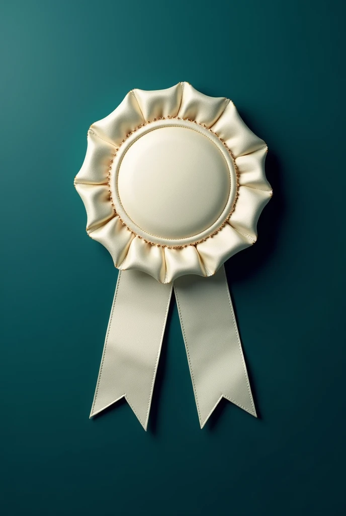  badge ribbon, cream, with a dark cyan background 