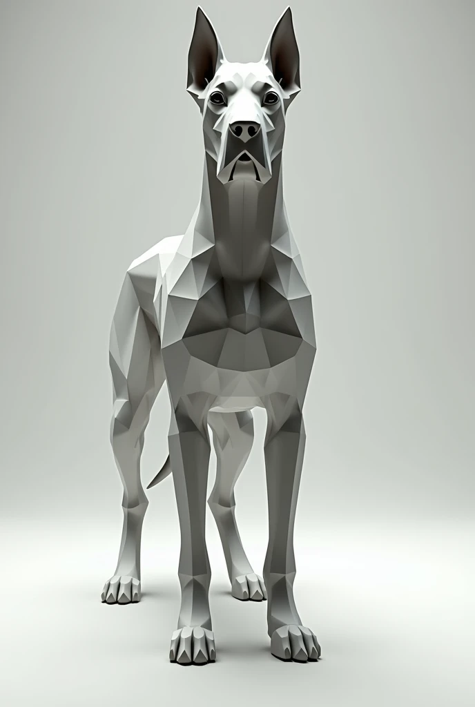 A figure made with triangles of a sculpture of a Great Dane. The idea is that it is a figure with triangular flat faces.