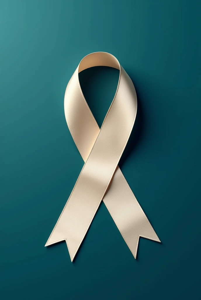 badge holder ribbon, cream, with a dark cyan background