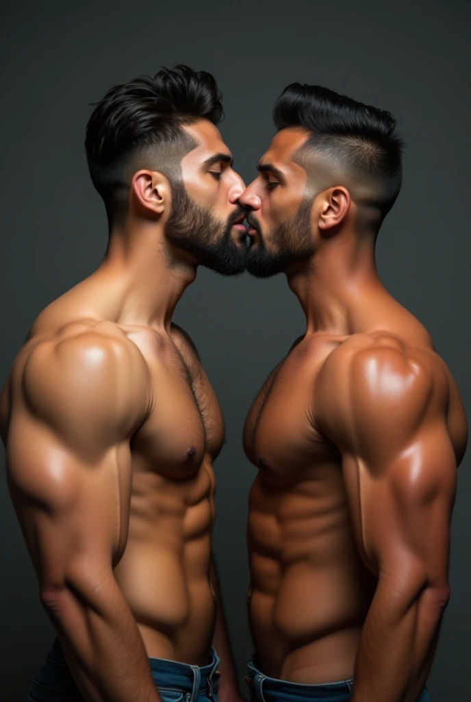 Muscular Latino hunk , sucking the big cock of a muscular Arab hunk. 