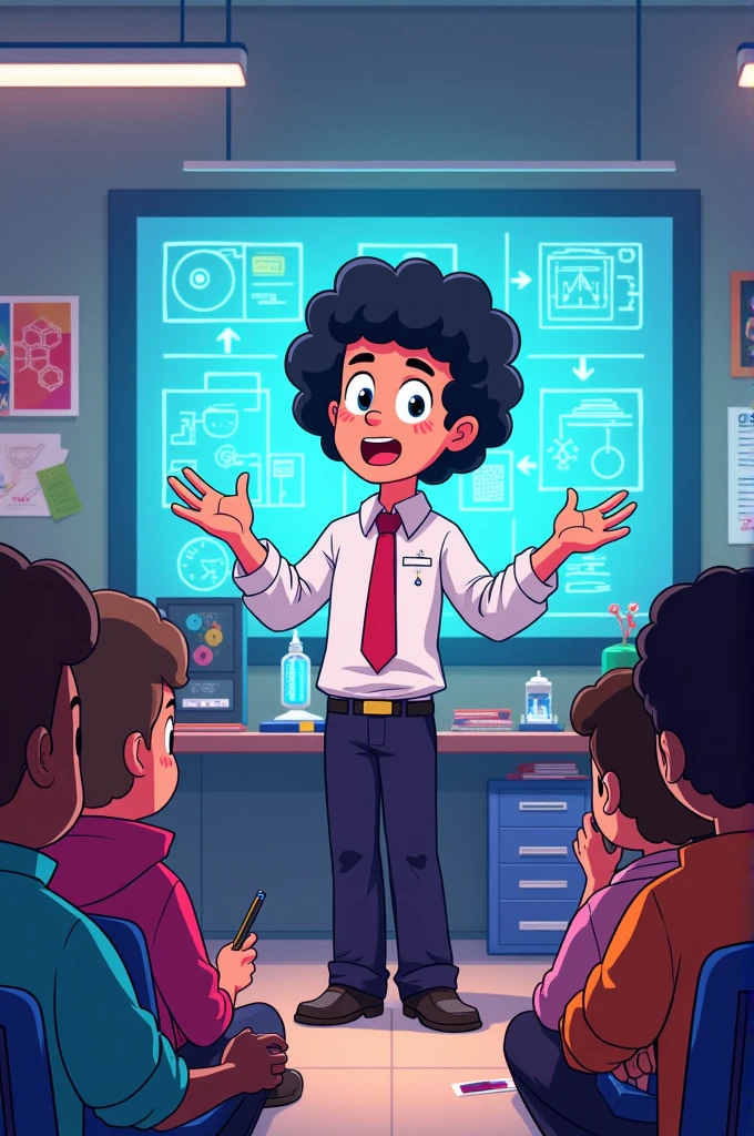 You could create an image of the character Steven Universe as a technology teacher