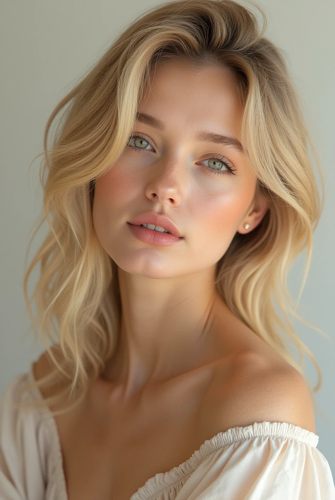 Generate the same beautiful blonde woman in a square