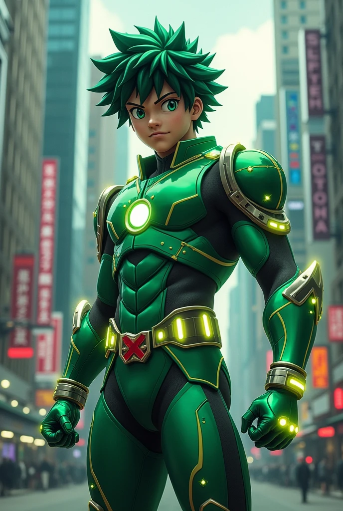 Deku with hero armor in live action