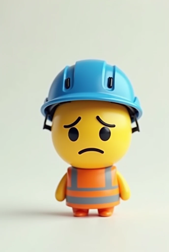 A sad smiley with a blue helmet and safety vest 