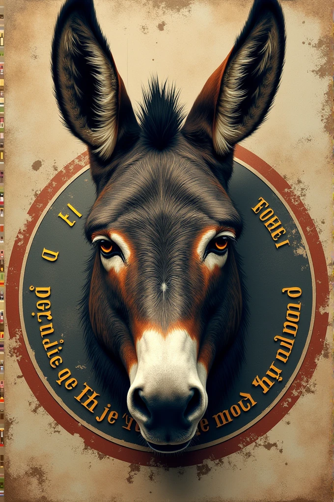 Bicycle logo with phrase "Little donkey of a thousand battles" realistic in spanish