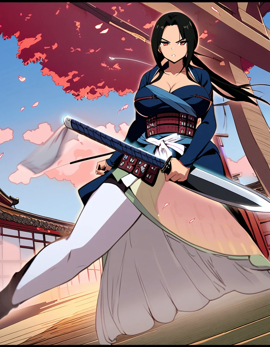 (One Japanese woman)、(Holding a Japanese sword)、(Black Hair)、(Long ponytail)、((Warrior Princess))、((Female Generals))、(Goddess of War)、((Old Japanese Armor))、((Holding the Japan sword))、(True to prompts)、(Deluxe)、(Feminine hourglass curves)、(Glaring with sharp eyes)、(sexy)、(((Huge huge breasts))),(Big Ass)、(Thick thighs)、(Outdoor)、(what&#39;Left behind)、((Many people々々々))、(sunny)、(blue sky)、(Best lighting)、{{{Browsing Caution}}}、{{{masterpiece}}}, {{{Highest quality}}}, {{ultra-detailed}}, {{shape}}, {{{Very delicate and beautiful}}},{{extremely detailed CG}}、{{unity 8k portrait}}、{{Fabric Shading}}、{{super detailed skin}}、{{Perfect Anatomy}}、{{detailed}}、{{Dynamic Lighting}}、{{{beautiful detailed eyes}}}、{{{beautiful detailed Face}}}、{{{Realistic, RAW Photos}}}、(Perfect Face)、(非常にdetailedな顔)、(Perfect Eyes)、(Perfect Legs)、(Perfect breasts)、(Perfect pose)、(Perfect body)