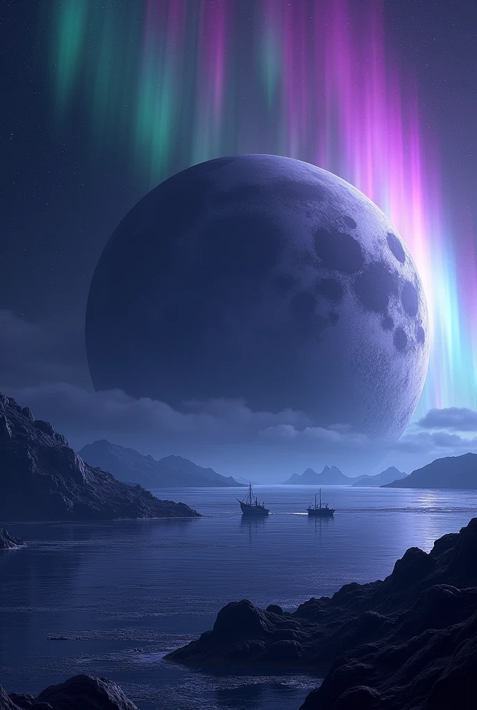 You could generate a planet that is a dark blue tone with purple reflections., especially during the day. overnight, Constant auroras are observed and ships fly around them
