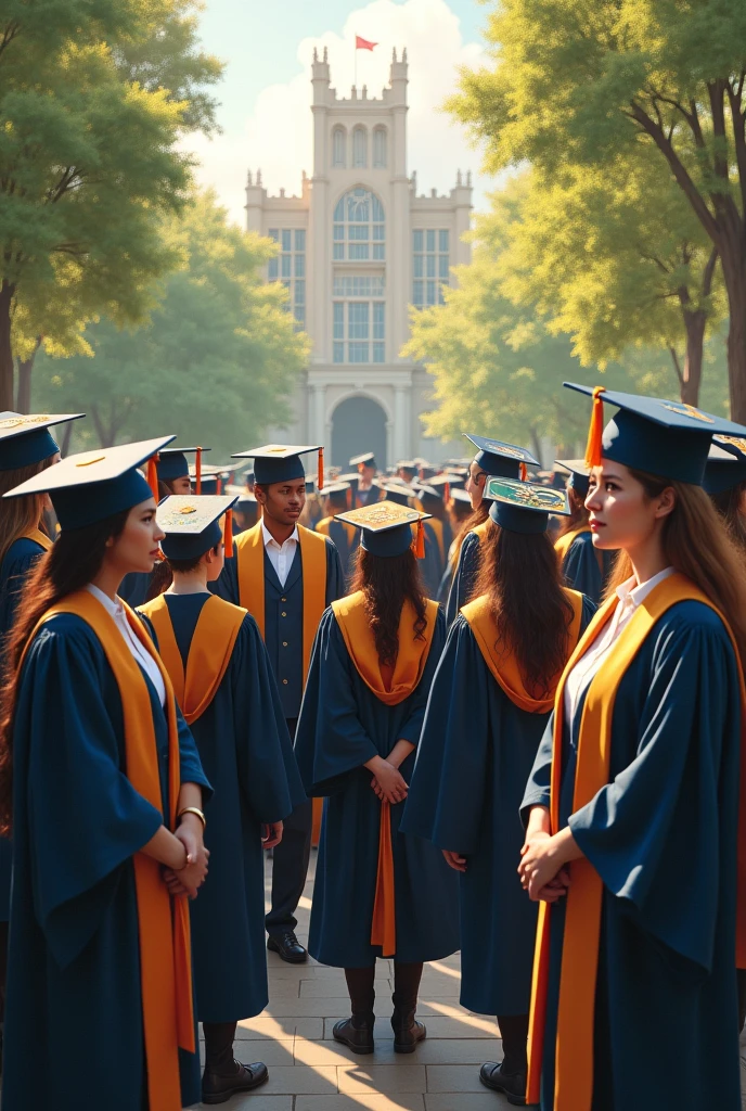 students with degrees and students standing alone