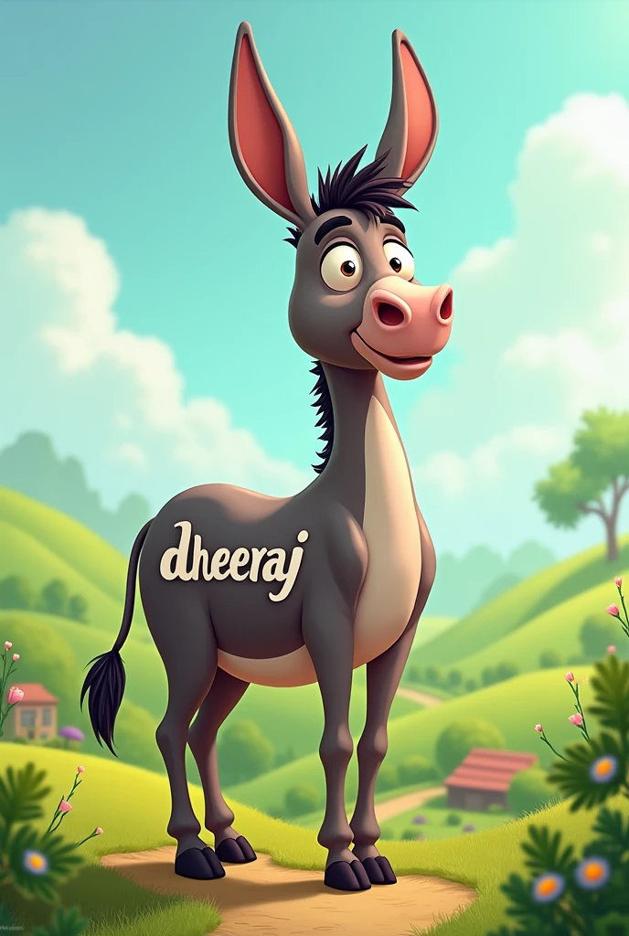 DONKEY showing his with text “DHEERAJ” written on it