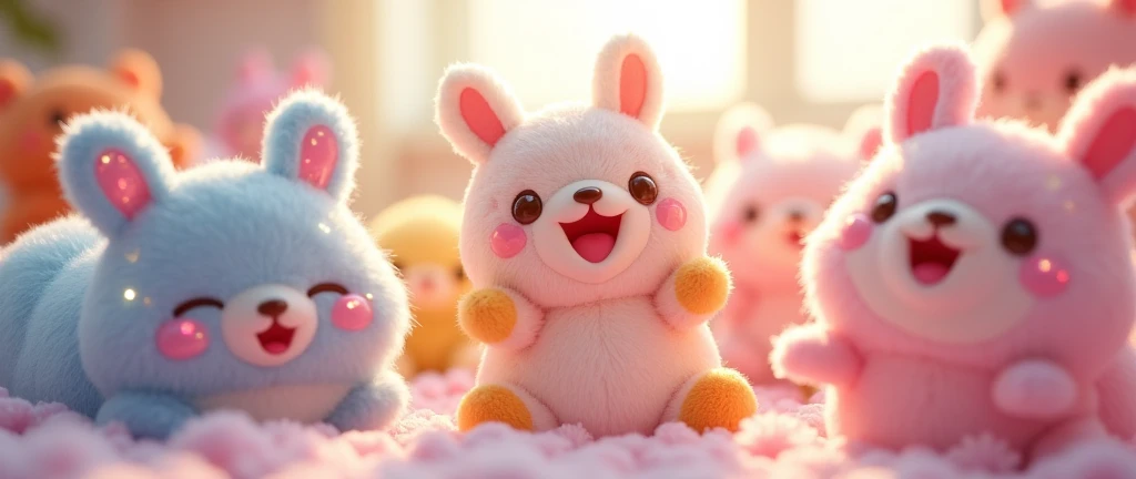 cheered up!! 90s kawaii cheered up! pastel stuffed animals! iridescent