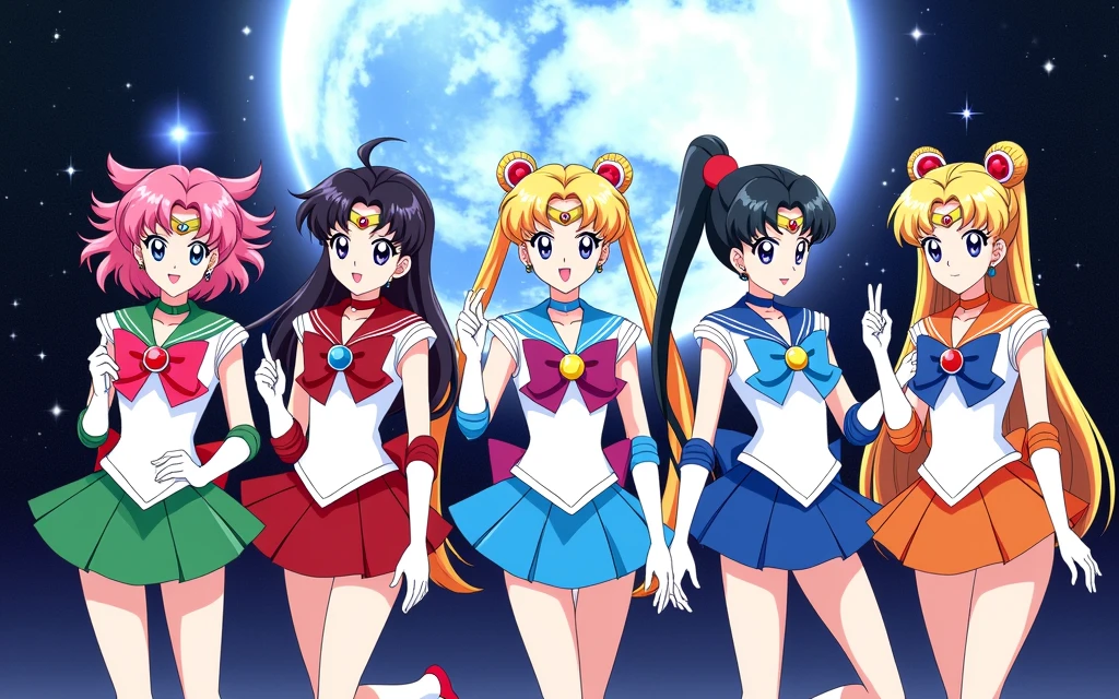 Sailor Moon, Sailor Venus, Sailor Mercury, Sailor Mars, Sailor Jupiter