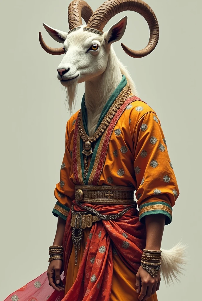 Goat face human character full body with Indian outfit front view