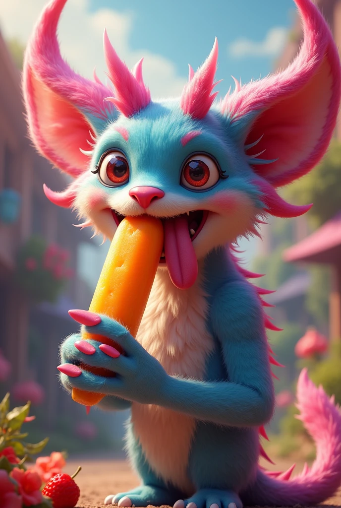 Gardevor sucking on a popsicle with a naughty face