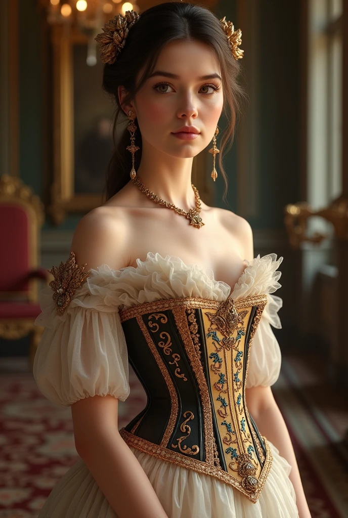 Young woman, wearing royal corset