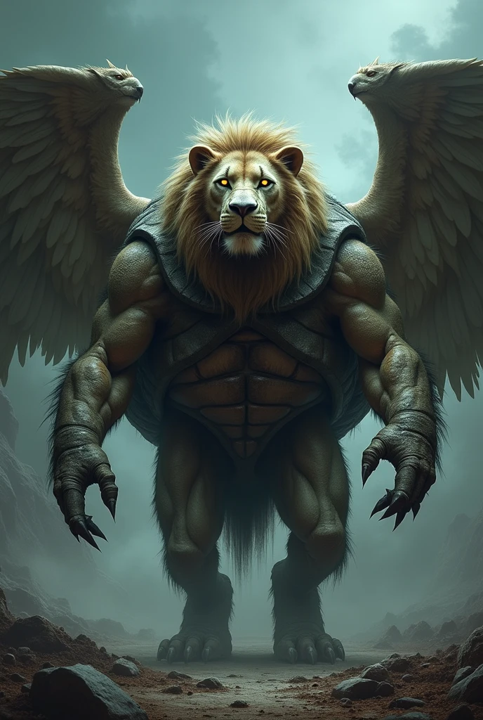 Lion and trutel and Dogs wings combination powerful villain