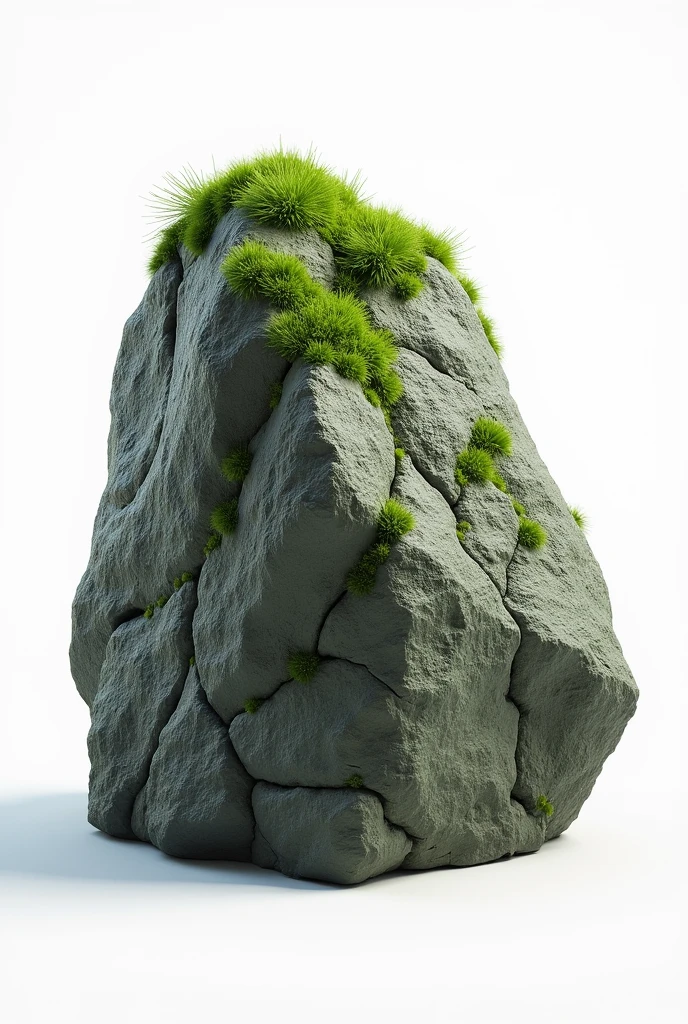 Generates mossy rock as a stone, NVIDIA GEFORCE RTX Iray Daz Studio PBR rendering, Physical global illumination Iray PBR 3D props as reference, white background, sample of props and assets for 3D
