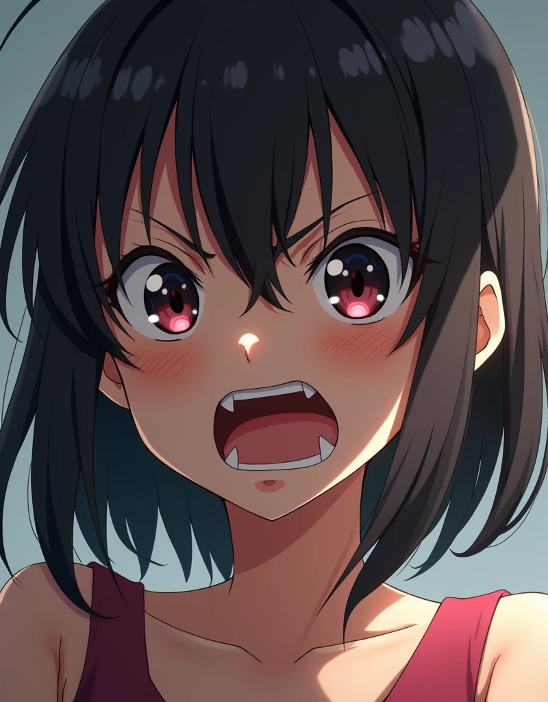 (masterpiece:1.4), (anime:1.2), (hyperrealism:1.2), (hyperrealistic:1.0), (2.5D Anime:1.4), (Female:1.5), (Serious Expression:1.4), (Narrowed Eyes:1.2), (Angry:1.2), (Annoyed:1.2), (Frowning:1.2), (Disgusted Look:1.2), (Open Mouth:1.4), (Teeth:1.2)