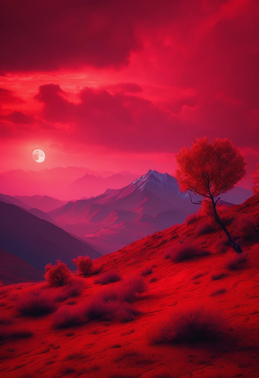 red aesthetic landscape, 8k, masterpiece,