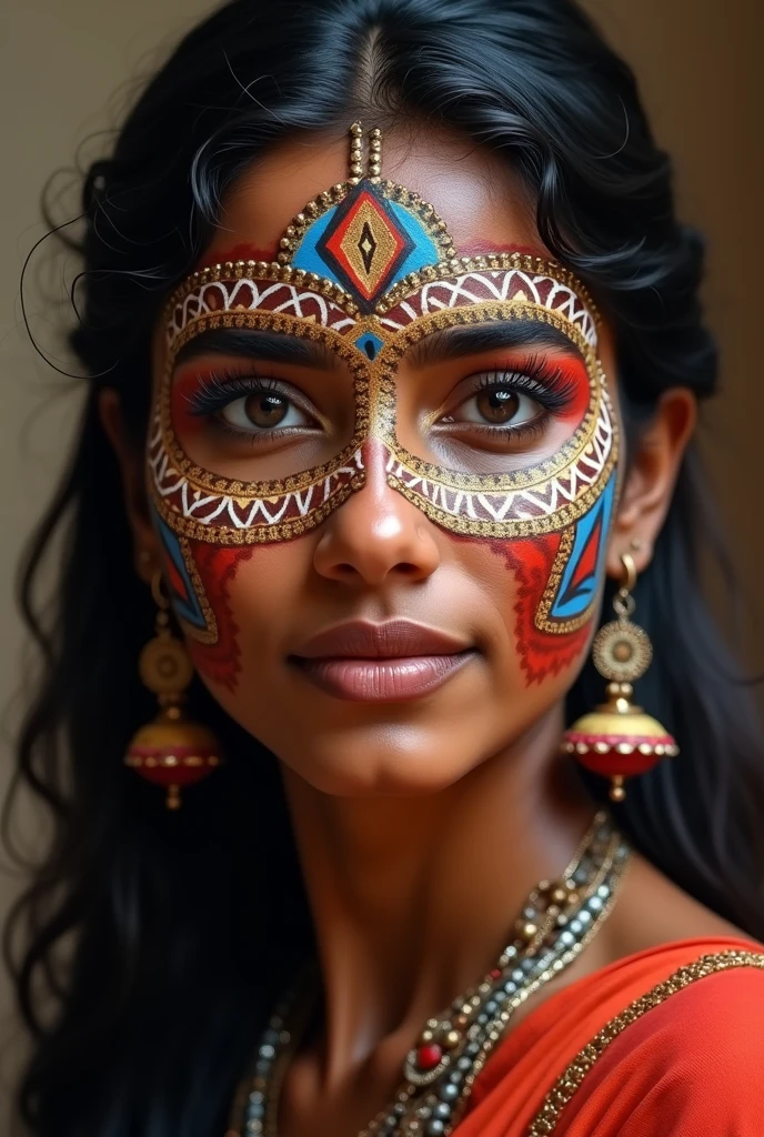 Indian face painted in high resolution