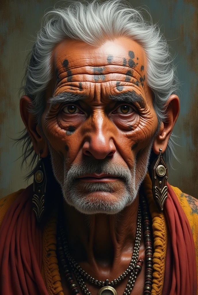 High resolution painted Indian tribe face