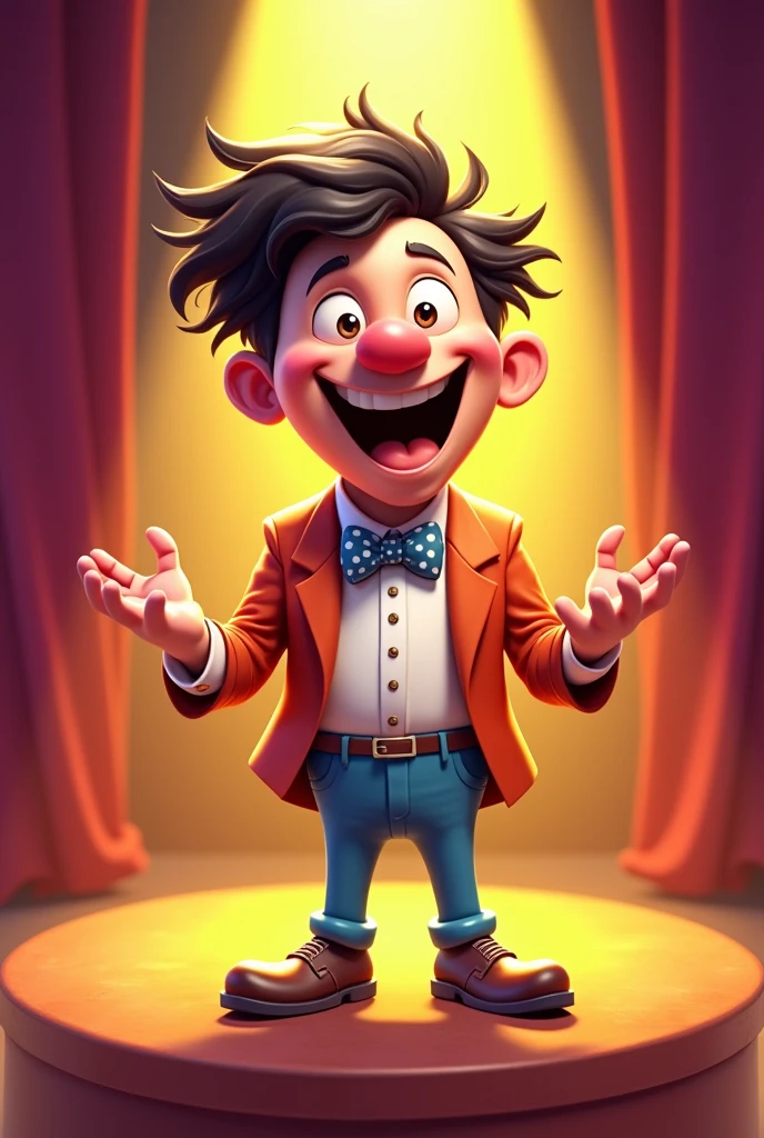 cartoon character, comedian on stage