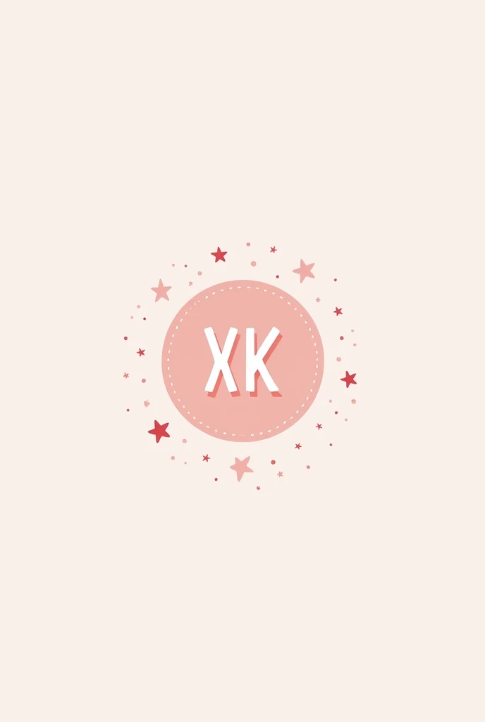 I would like an image with the following things - a baby pink circle - initials XK inside the circle - baby pink stars around the circle
