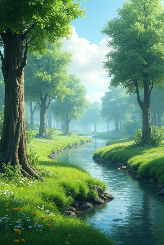 make a beautiful place And beside it there are rivers and green trees and a green grass

 