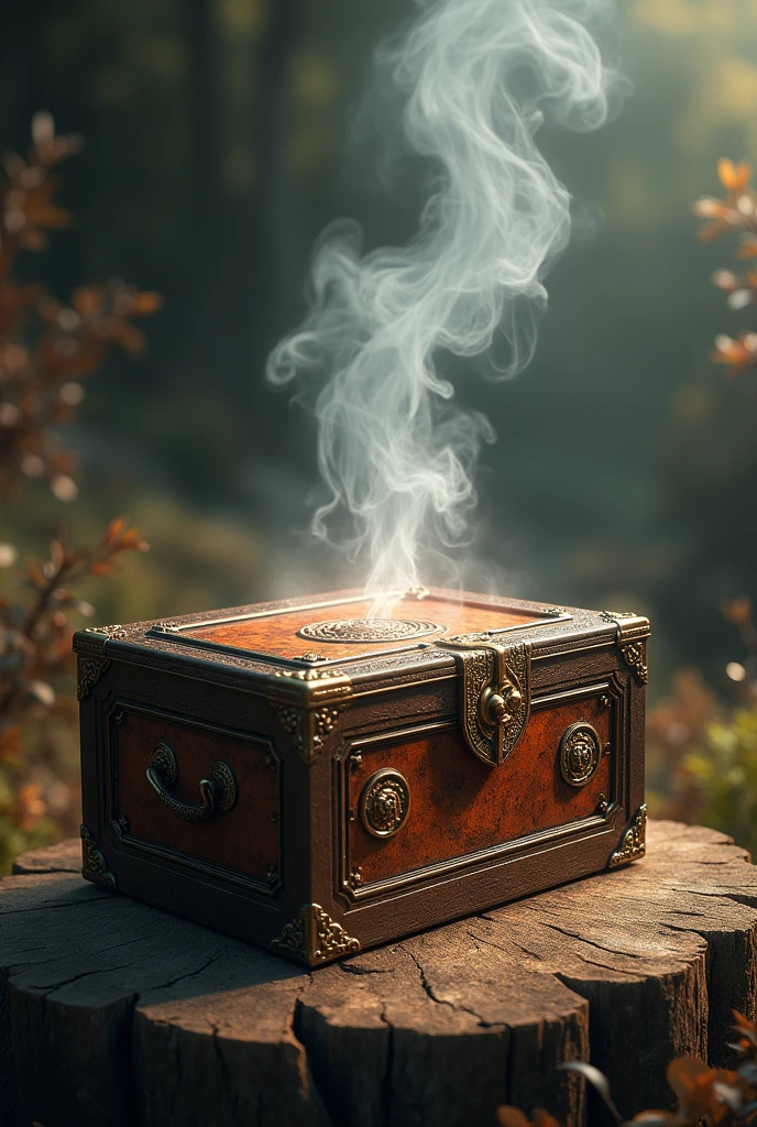 (photorealism:1.2), pandoras box, sandalwood, vetiver, cedar