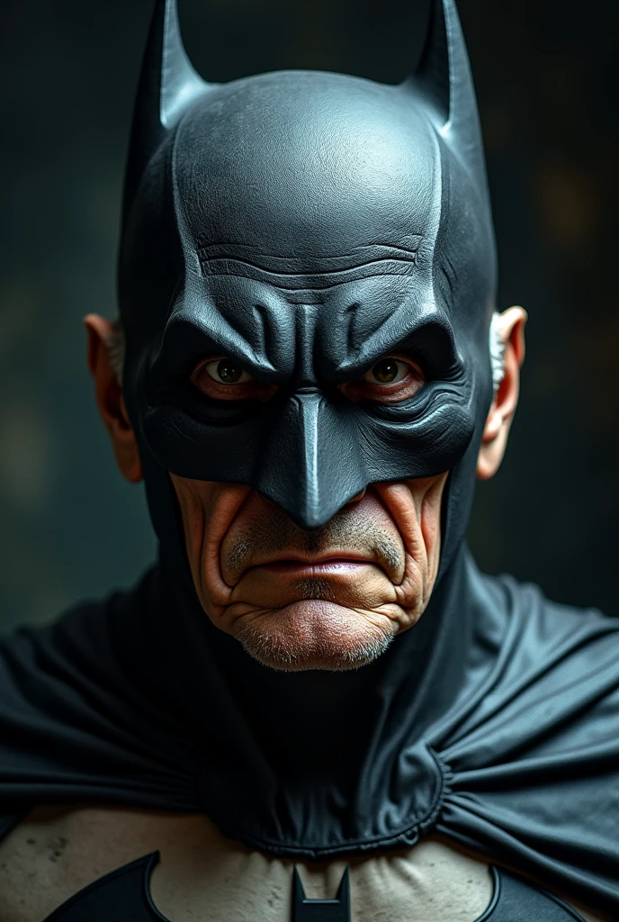 Elderly Batman face with mask from the movie in high resolution