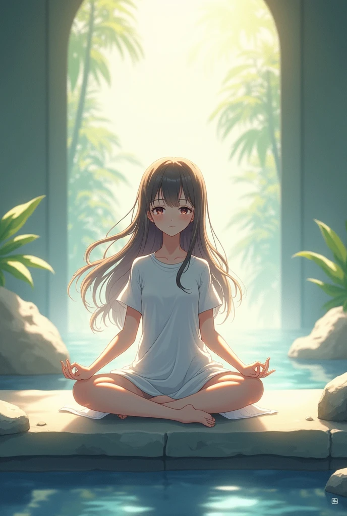 Meditating anime girl 