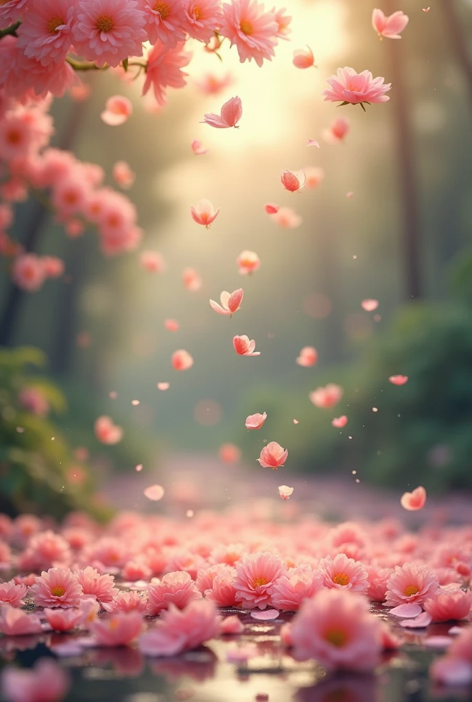Create an image of petals falling to the ground