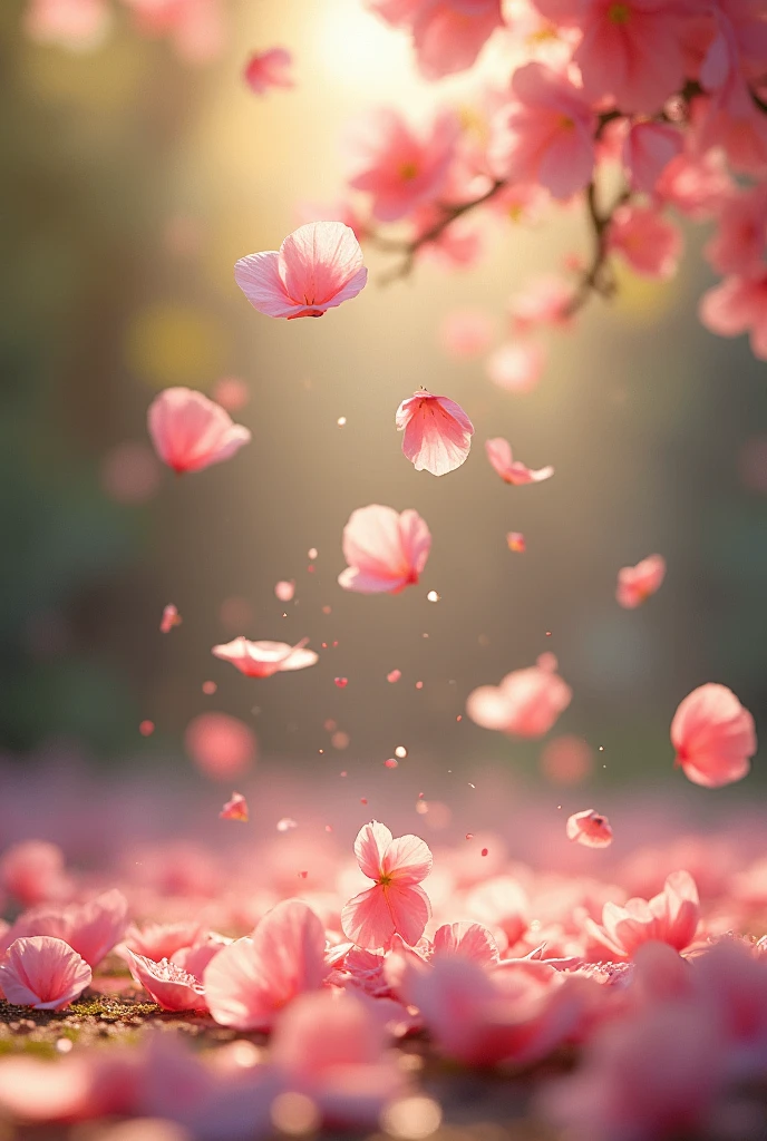 Create an image of petals falling to the ground