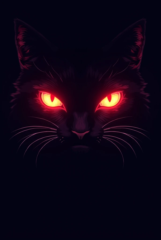 Create an image in 8-bit style focusing exclusively on a pair of demonic red cat eyes. The eyes should be intensely glowing with a piercing, malevolent gaze. They should be sharp, angular, and cat-like, with a dark, shadowy background to emphasize their sinister and otherworldly appearance. The entire image should have a retro, pixelated aesthetic, capturing the essence of 8-bit art