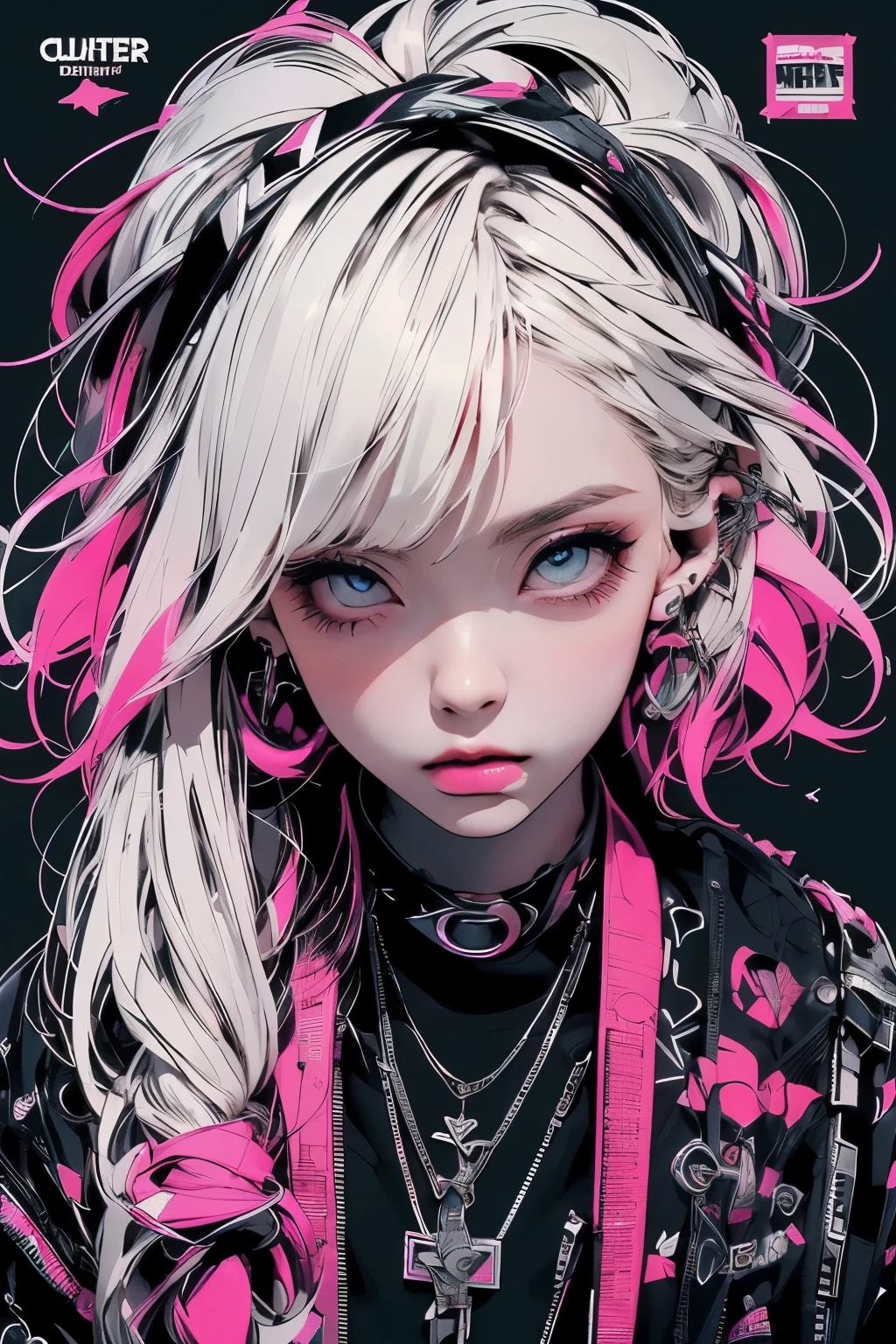 ((((dramatic))), (((until grob circle))), (((Intensiv))) film poster featuring a young platinLnF white hair woman as the central character. She stands confidently in the center of the poster, wearing a classy and edgy Harajuku-inspired hip hop Outfit, with a determined expression on her face. The backdrop is aesthetic atmospheric dark and until grob circle, with a sense of danger and intensity. The text is distinct and Attention seeking, with a catchy tagline that adds to the overall feeling of drama and excitement. The color palette is mainly dark with splashes of exhilarated neon colors, giving the poster a dynamic and visually Noticeable appearance,Tachi-e
(magazine:1.3), (cover-style:1.3), vogueable, woman, exhilarated, Outfit, sexy seductive posing, front, colorful, dynamic, backdrop, elements, confident, expression, Hold, opinion, Accessory, majestic, coiled, LnF, Touch, scene, text, cover, distinct, Attention seeking, title, classy, font, catchy, headline, greater, Noticeable, modern, Trends, ass focus, vogue,