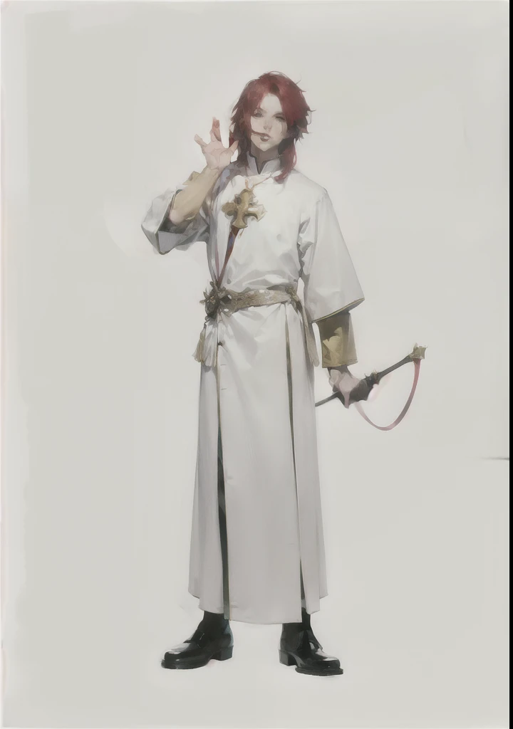 man, Red hair, white priest&#39;s robe